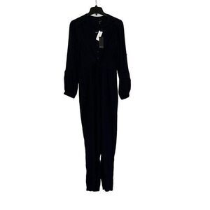 Anthropologie Greylin Navy Tie Front Jumpsuit NWT Size Small